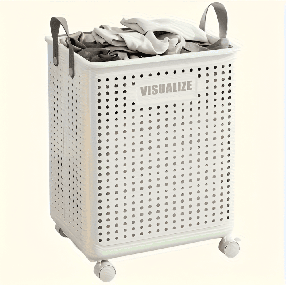 RollEase Foldable Laundry Basket – With Wheels, Compact & Durable for Easy Transport
