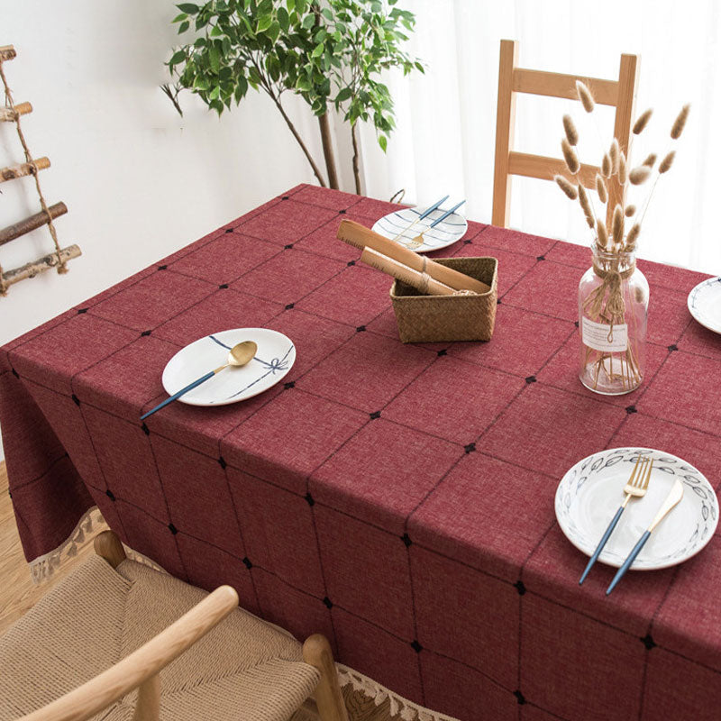 Waterproof Oil-resistant Rectangular Tablecloth Cotton Linen Wrinkle-resistant Tablecloth for Kitchen Dining Room Buffet Party
