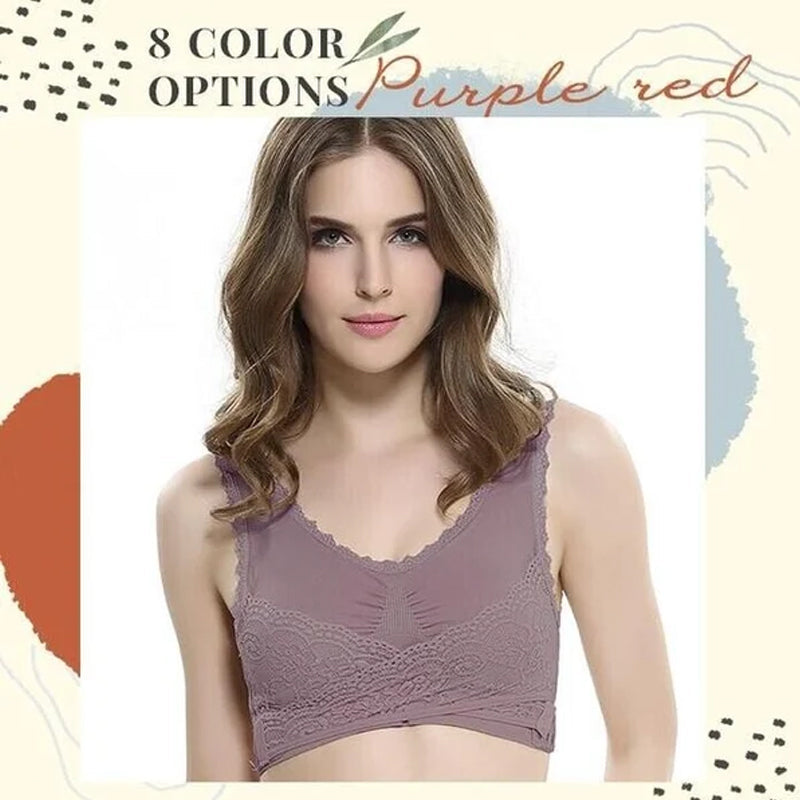 Front Cross-Side Buckle Lace Bra
