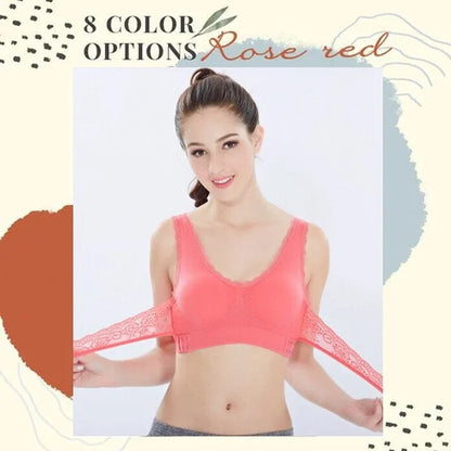 Front Cross-Side Buckle Lace Bra