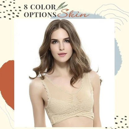 Front Cross-Side Buckle Lace Bra