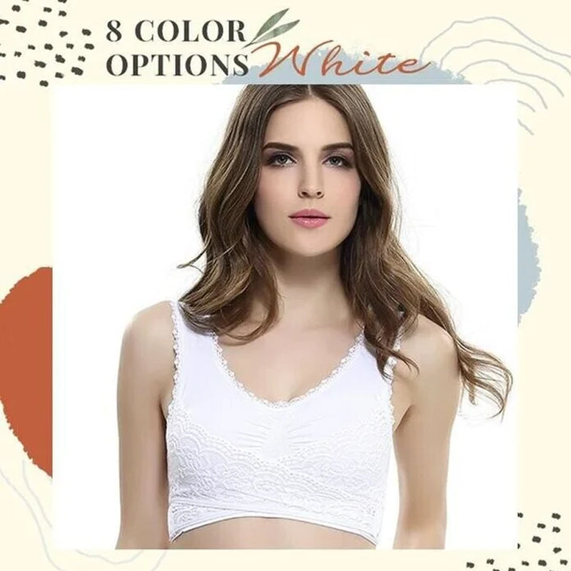 Front Cross-Side Buckle Lace Bra