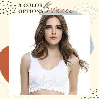 Front Cross-Side Buckle Lace Bra