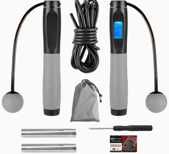 Digital skipping rope with calorie counter