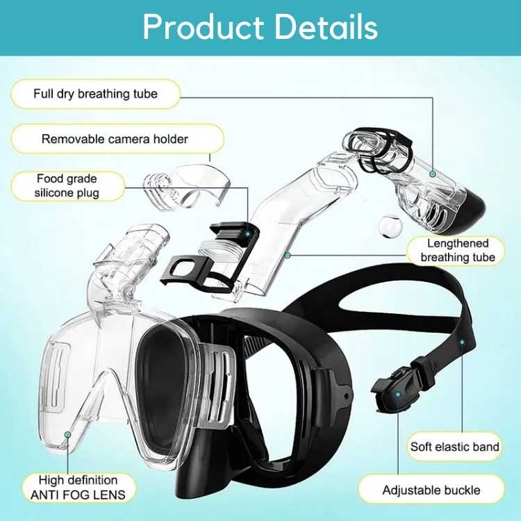 Foldable Snorkel Mask with Anti-Fog Lens and Adjustable Strap for Easy Underwater Exploration