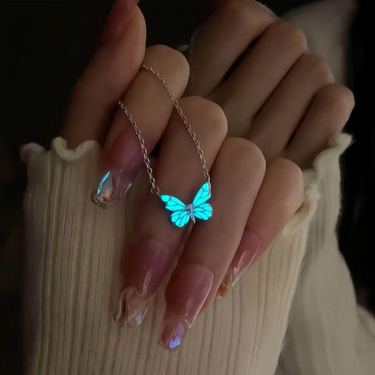 "Starlight Butterfly" Luminous Enamel Sterling Silver Bracelet