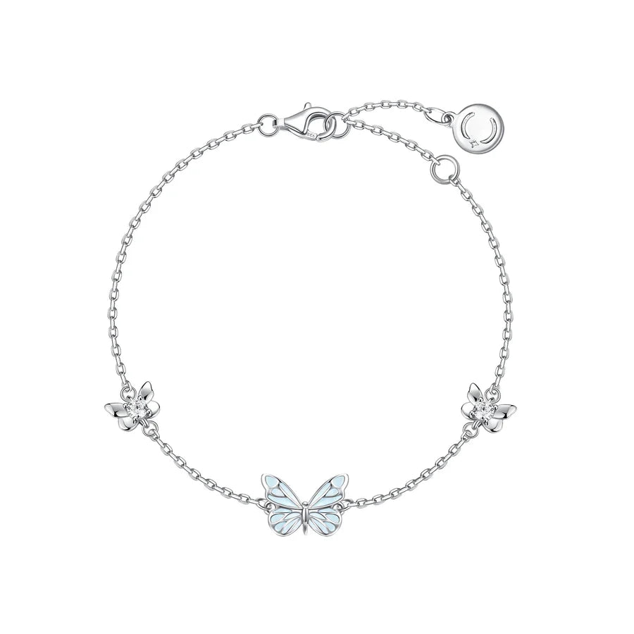 "Starlight Butterfly" Luminous Enamel Sterling Silver Bracelet