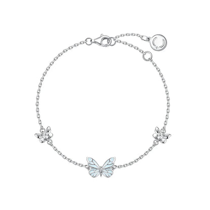 "Starlight Butterfly" Luminous Enamel Sterling Silver Bracelet