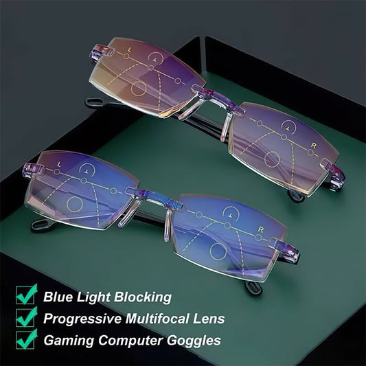 2024 new high hardness anti-blue light sapphire reading glasses dual focus intelligent reading glasses