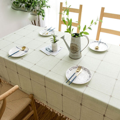 Waterproof Oil-resistant Rectangular Tablecloth Cotton Linen Wrinkle-resistant Tablecloth for Kitchen Dining Room Buffet Party