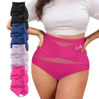 💕Limited Sale 50% OFF✨Plus-Size High-Waist Cross Tummy Control Panties