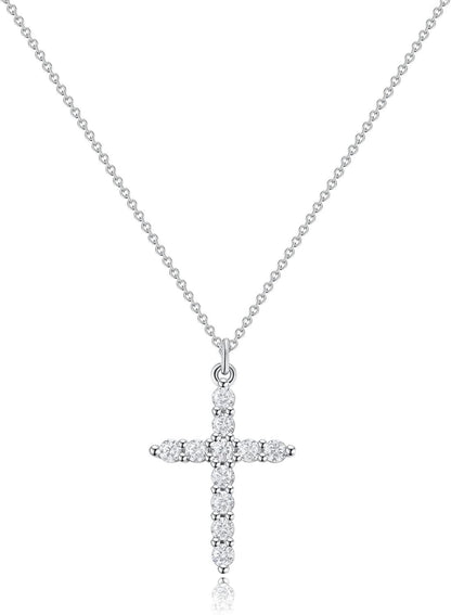Elegant 18K Gold Cubic Zirconia Cross Necklace