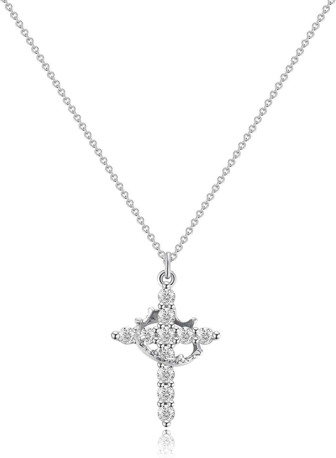 Elegant 18K Gold Cubic Zirconia Cross Necklace