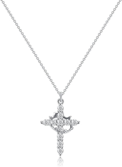 Elegant 18K Gold Cubic Zirconia Cross Necklace
