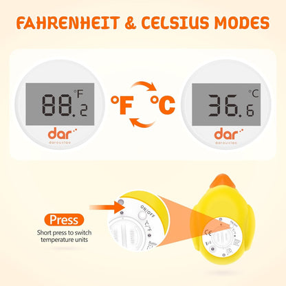 BowLift | AquaVeilig Baby Bath Thermometer – Digital Display with 3 Colors and Temperature Warning
