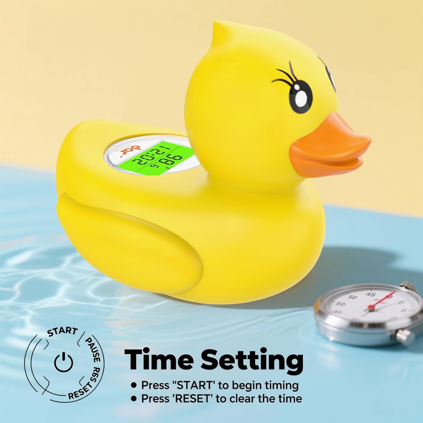 BowLift | AquaVeilig Baby Bath Thermometer – Digital Display with 3 Colors and Temperature Warning