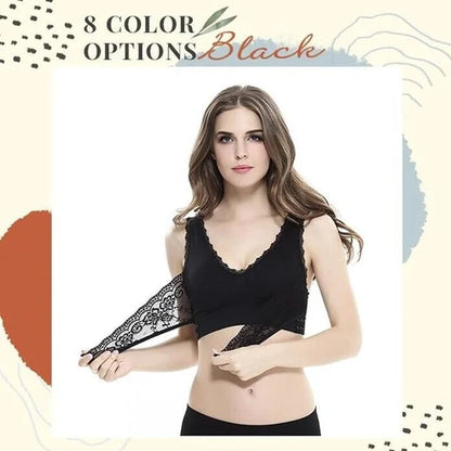 Front Cross-Side Buckle Lace Bra