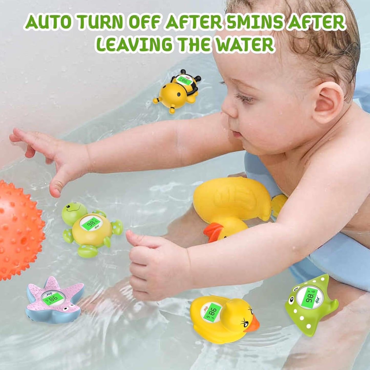 BowLift | AquaVeilig Baby Bath Thermometer – Digital Display with 3 Colors and Temperature Warning
