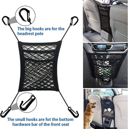 Stretchable Car Seat Divider & Storage Net with Pet Barrier