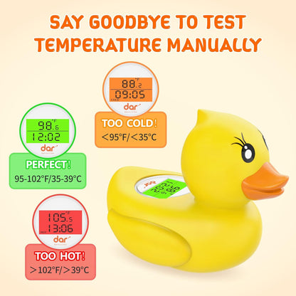 BowLift | AquaVeilig Baby Bath Thermometer – Digital Display with 3 Colors and Temperature Warning