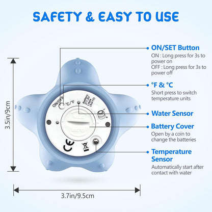 BowLift | AquaVeilig Baby Bath Thermometer – Digital Display with 3 Colors and Temperature Warning
