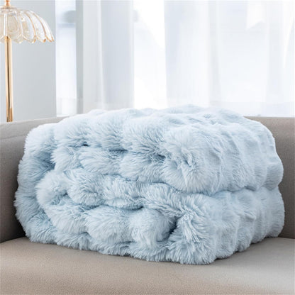 Faux Fur Chunky Knit Duvet Cover Throw