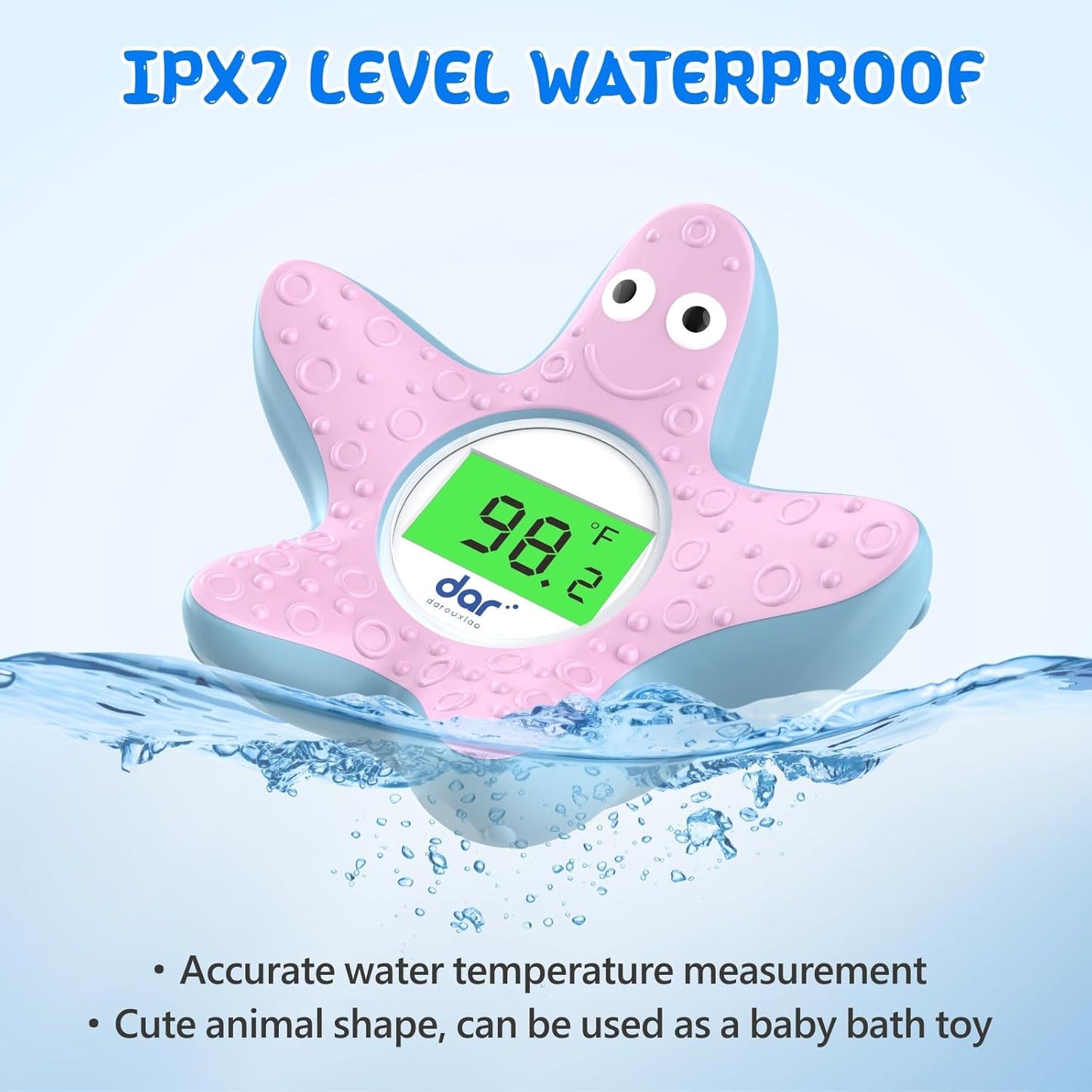 BowLift | AquaVeilig Baby Bath Thermometer – Digital Display with 3 Colors and Temperature Warning