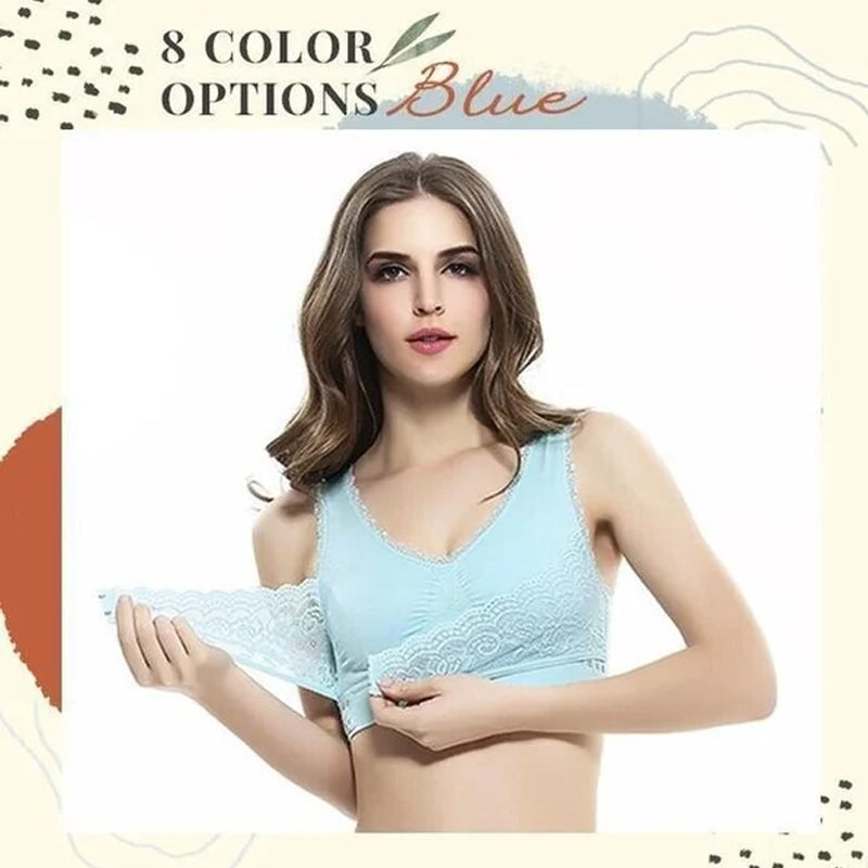Front Cross-Side Buckle Lace Bra