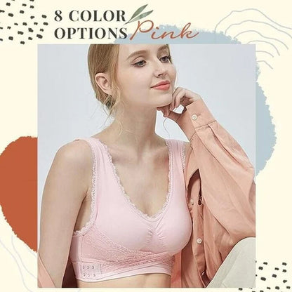 Front Cross-Side Buckle Lace Bra