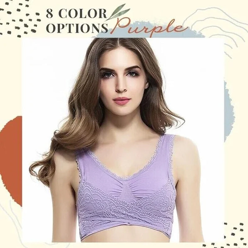 Front Cross-Side Buckle Lace Bra