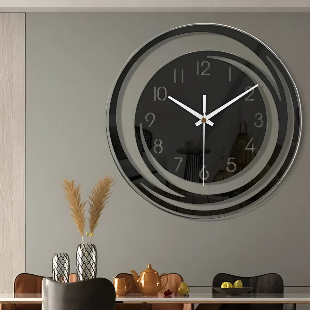Modern Black Acrylic Wall Clock in Scandinavian Design 30 cm