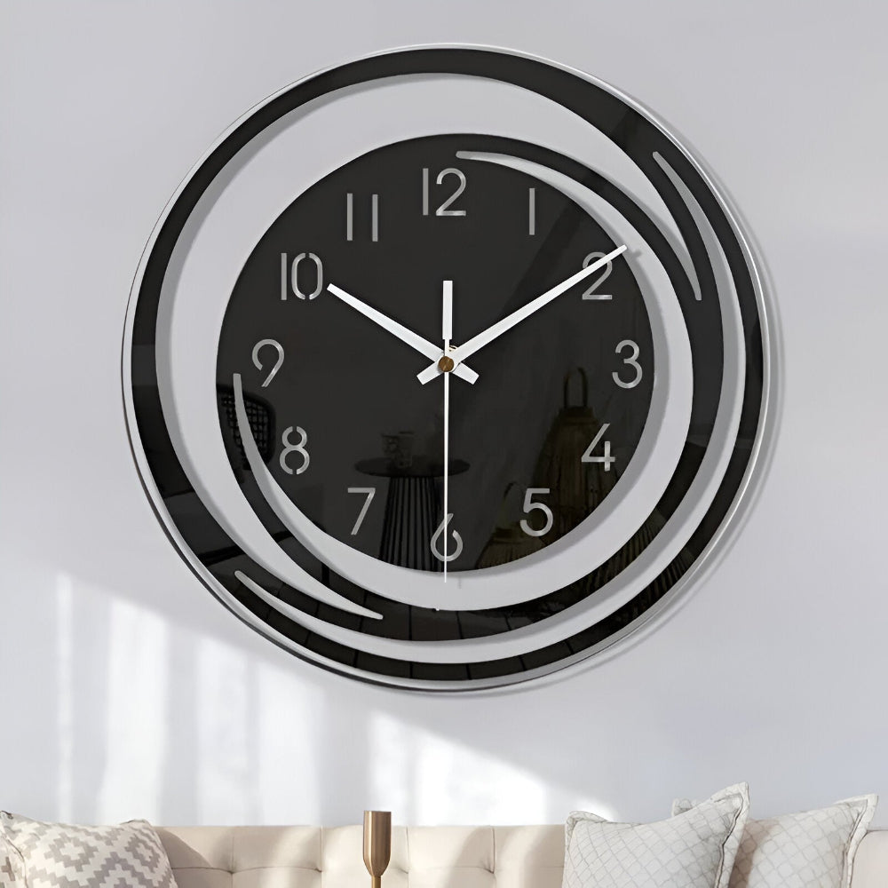 Modern Black Acrylic Wall Clock in Scandinavian Design 30 cm