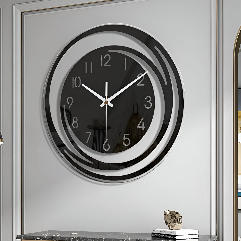 Modern Black Acrylic Wall Clock in Scandinavian Design 30 cm