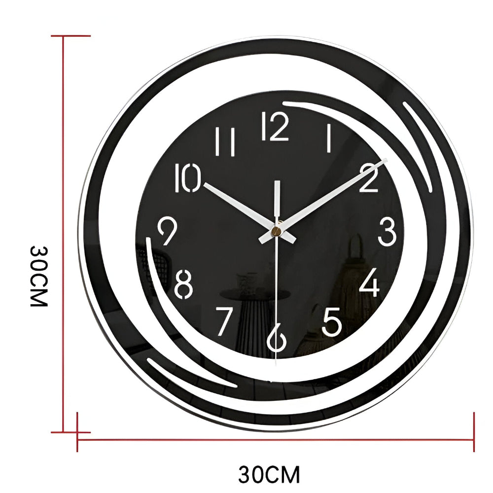 Modern Black Acrylic Wall Clock in Scandinavian Design 30 cm