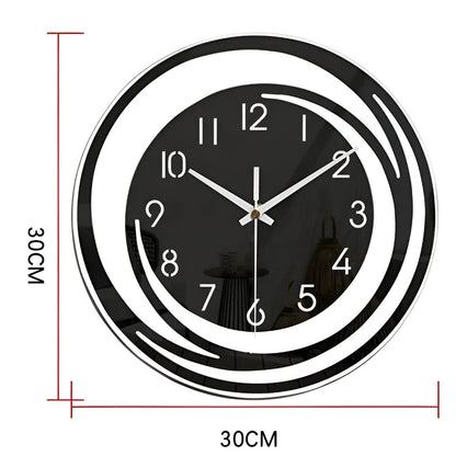 Modern Black Acrylic Wall Clock in Scandinavian Design 30 cm