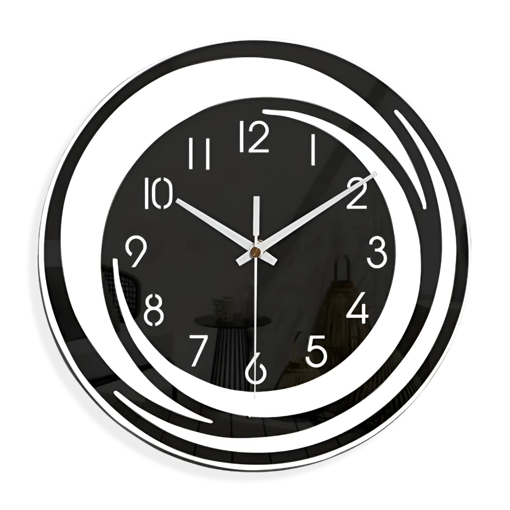 Modern Black Acrylic Wall Clock in Scandinavian Design 30 cm