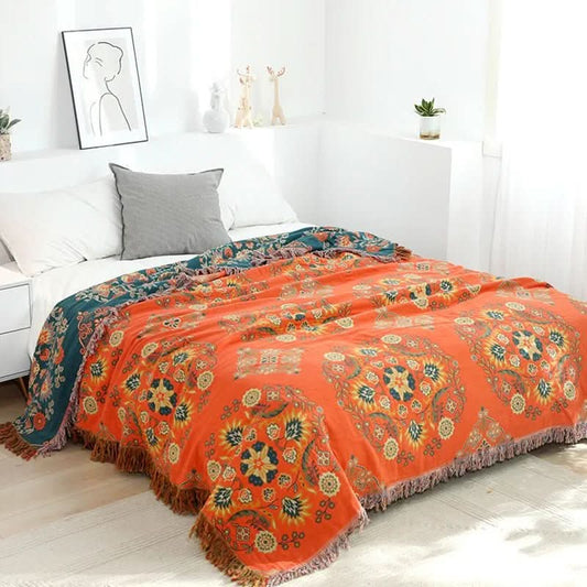 Boho Cotton Blanket for Cozy Living Spaces