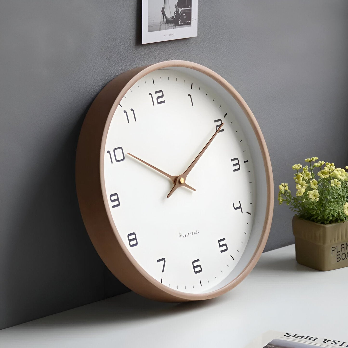 Scandinavian Wooden Wall Clock Minimalist Design for Living Room, Office and Kitchen