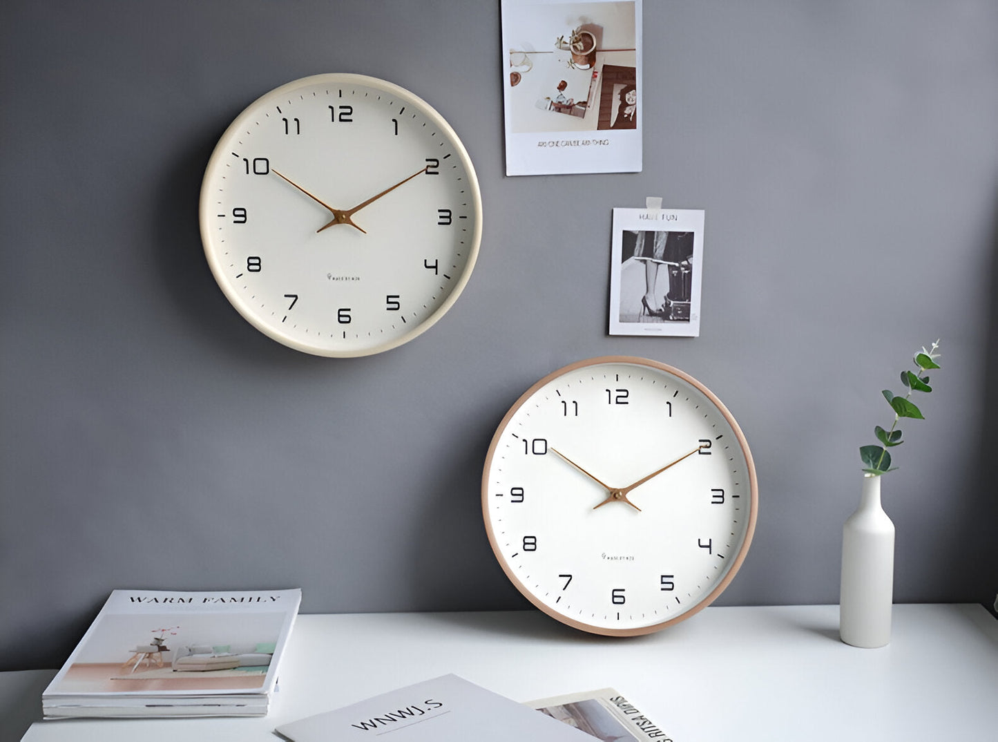 Scandinavian Wooden Wall Clock Minimalist Design for Living Room, Office and Kitchen
