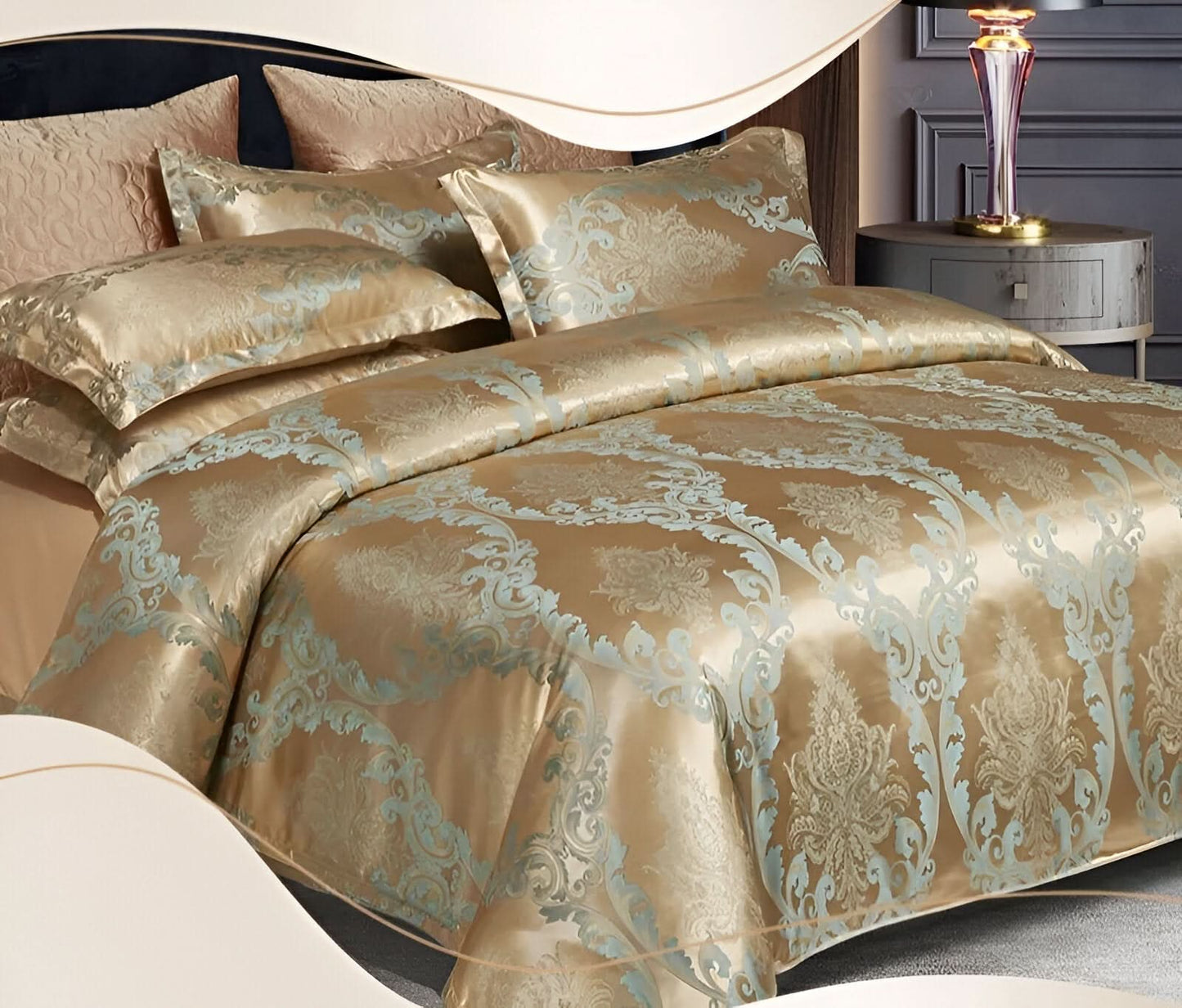 SILKLOFT – Elegant Satin Jacquard Bed Linen Set