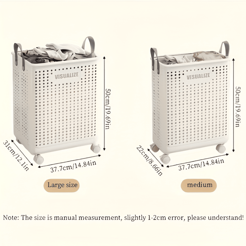 RollEase Foldable Laundry Basket – With Wheels, Compact & Durable for Easy Transport
