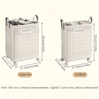 RollEase Foldable Laundry Basket – With Wheels, Compact & Durable for Easy Transport