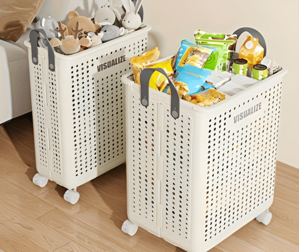 RollEase Foldable Laundry Basket – With Wheels, Compact & Durable for Easy Transport
