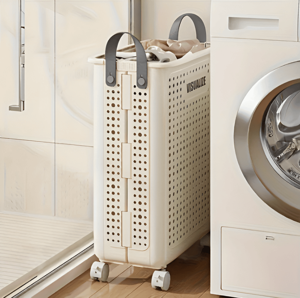 RollEase Foldable Laundry Basket – With Wheels, Compact & Durable for Easy Transport