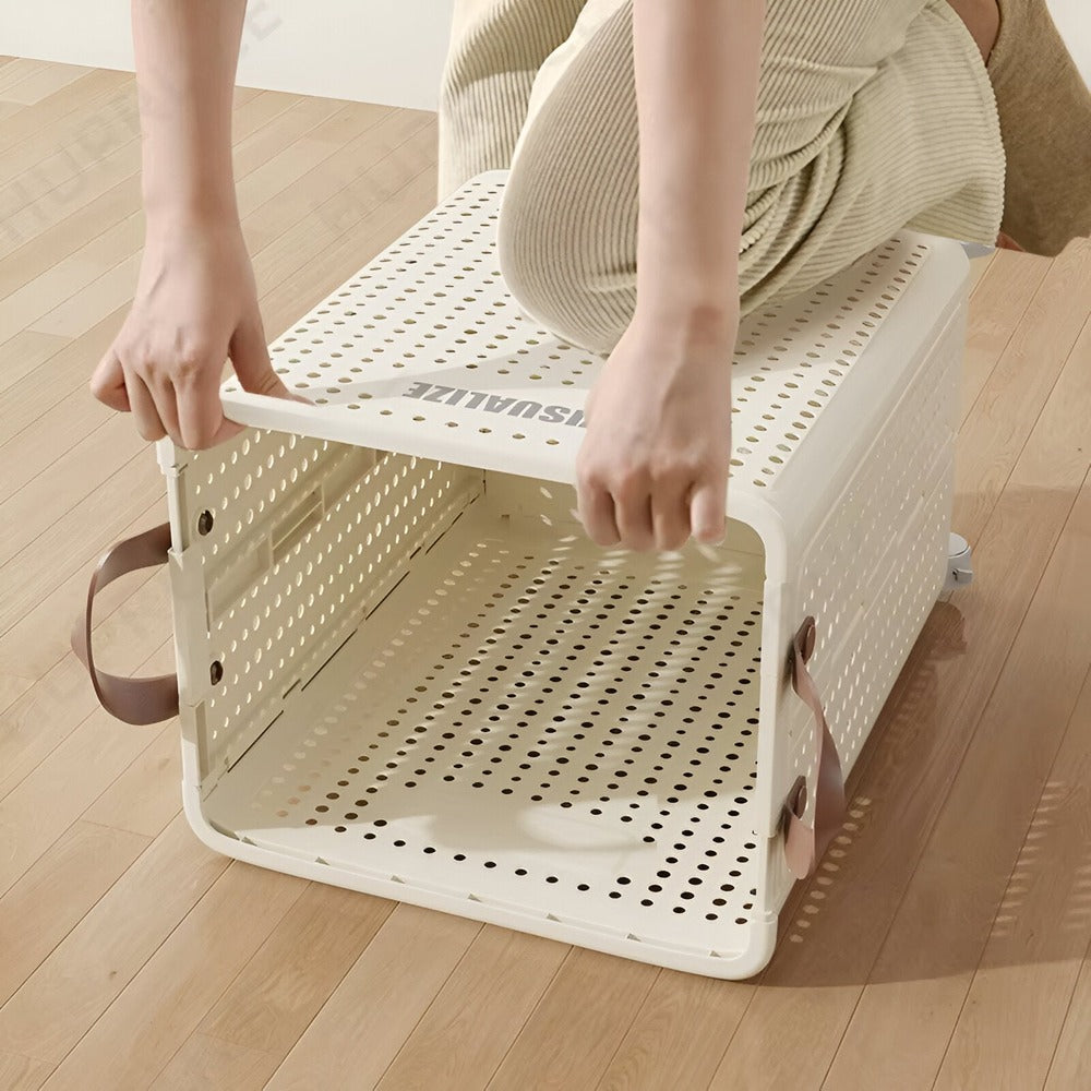 RollEase Foldable Laundry Basket – With Wheels, Compact & Durable for Easy Transport