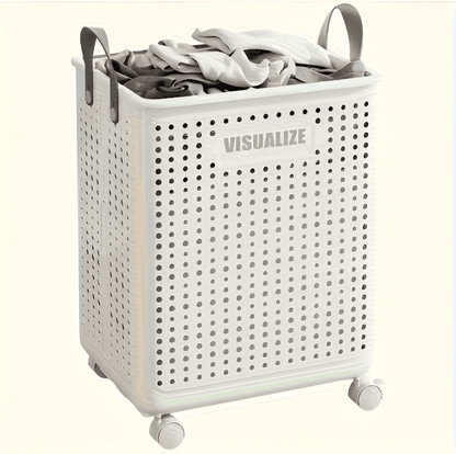 RollEase Foldable Laundry Basket – With Wheels, Compact & Durable for Easy Transport