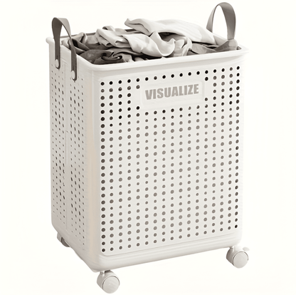RollEase Foldable Laundry Basket – With Wheels, Compact & Durable for Easy Transport