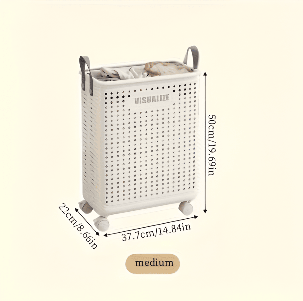 RollEase Foldable Laundry Basket – With Wheels, Compact & Durable for Easy Transport