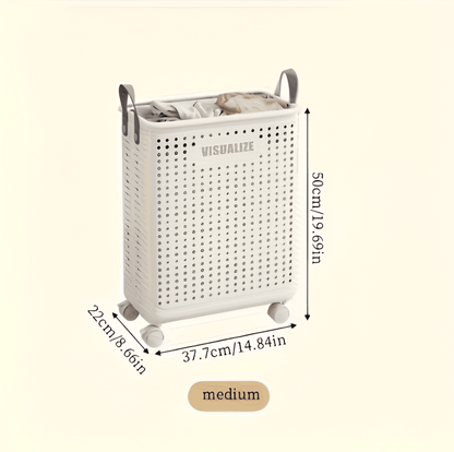 RollEase Foldable Laundry Basket – With Wheels, Compact & Durable for Easy Transport