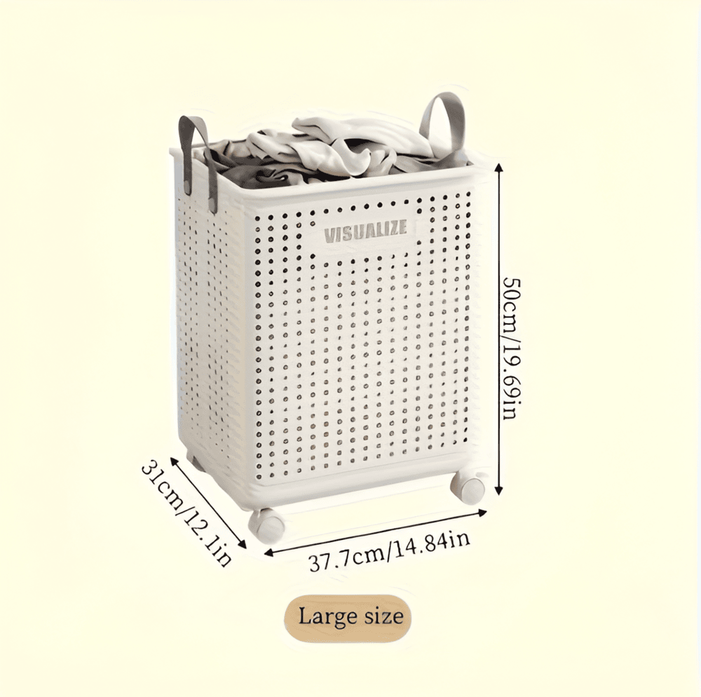 RollEase Foldable Laundry Basket – With Wheels, Compact & Durable for Easy Transport